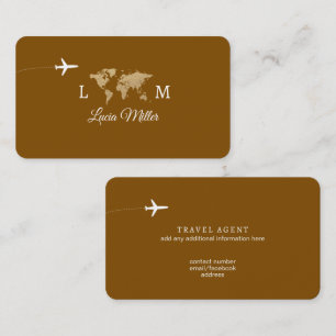Elegant Brown Business Card for a travel agent