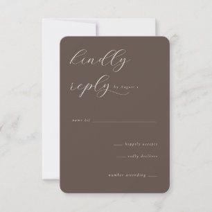 Elegant Brown Calligraphy RSVP Card