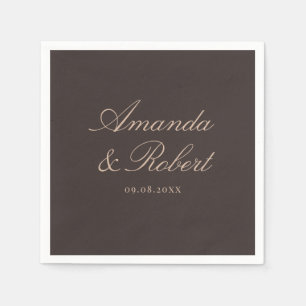 Elegant Brown Calligraphy Wedding Napkin