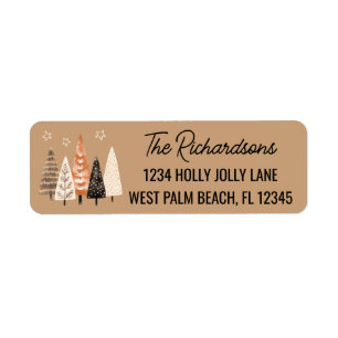 Elegant Brown Christmas Trees Return Address