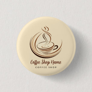 Elegant Brown Coffee  espresso business logo shop 1 Inch Round Button
