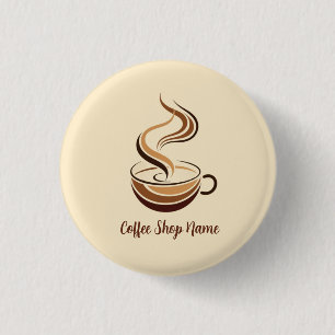 Elegant Brown Coffee  espresso business logo shop 1 Inch Round Button
