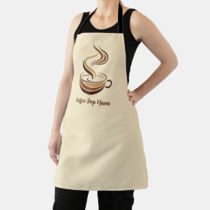 Elegant Brown Coffee  espresso business logo shop Apron