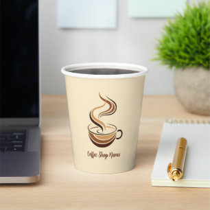 Elegant Brown Coffee  espresso business logo shop Paper Cups