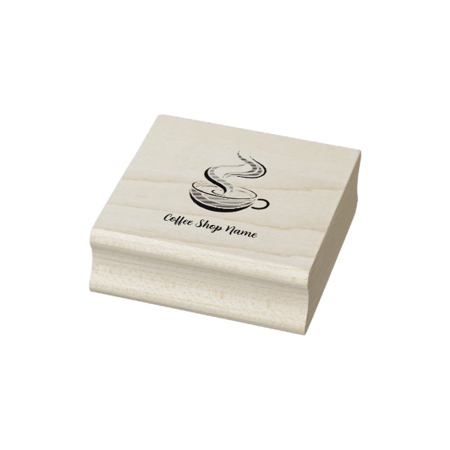 Elegant Brown Coffee  espresso business logo shop Rubber Stamp (Stamp)