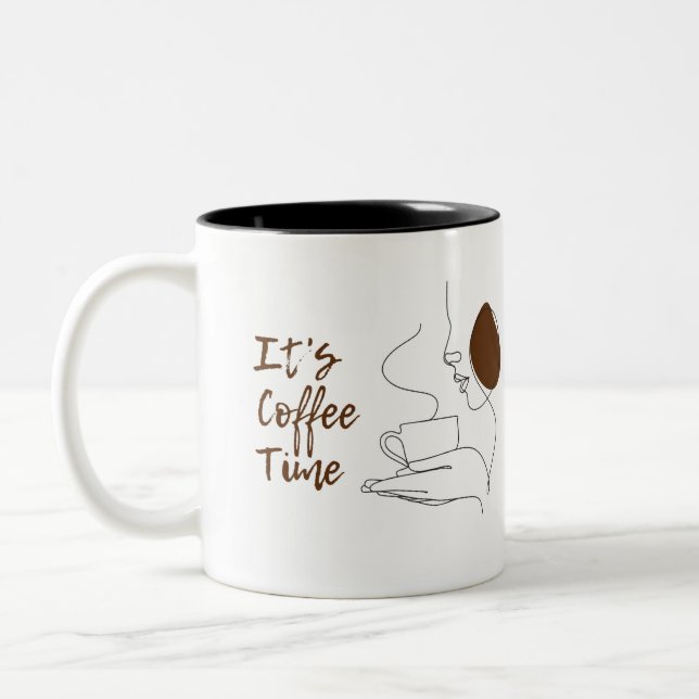 Elegant Brown Coffee Time Mug (Left)