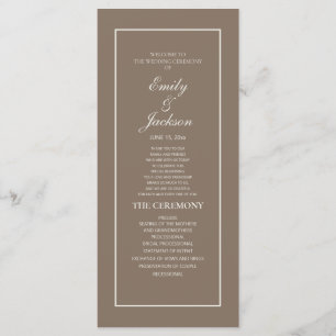 Elegant Brown Cream Script Wedding Program