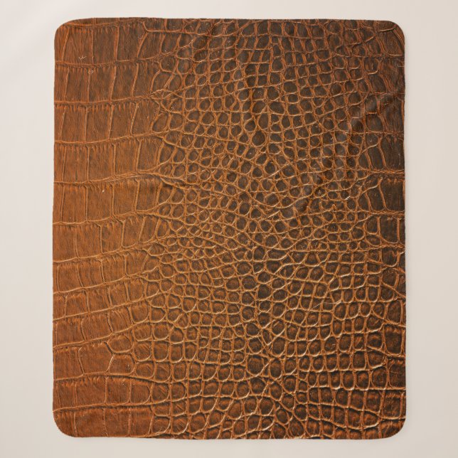 Elegant brown crocodile leather texture. sherpa blanket (Front)
