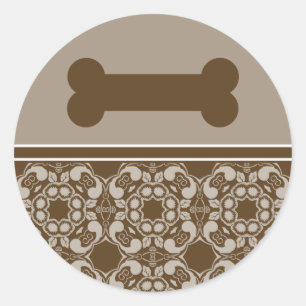 Elegant Brown Dog Bone Stickers