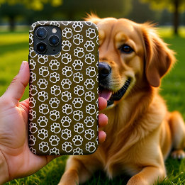 Elegant Brown Dog Paw Print Pattern iPhone 11 Pro Case