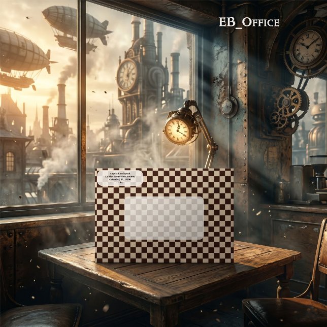 Elegant Brown & Ecru Chequered  Return Address  Envelope (Love the envelope, but looking for a different hue? Visit EB_Office to explore our full collection.)