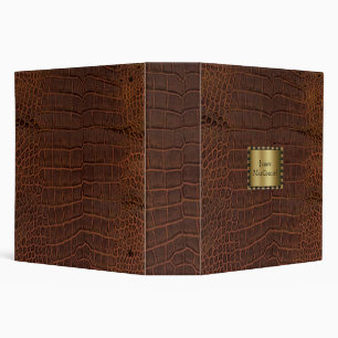 Elegant Brown Faux Alligator Binder