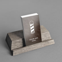 Elegant Brown Faux Leather Silver Barber QR Code