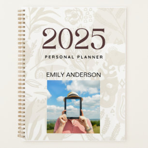 Elegant Brown Floral 2025 Vintage  Planner