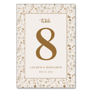 Elegant Brown Floral Table Number