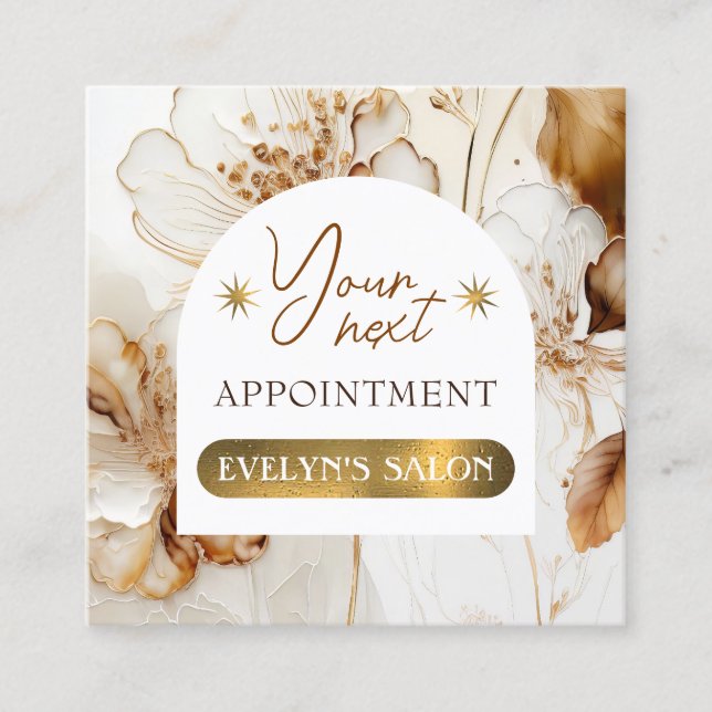 Elegant brown flowers appointment card (Front)