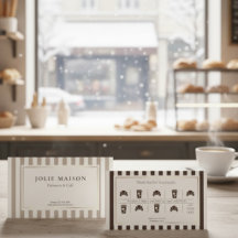 Elegant Brown French Stripes Bakery Loyalty Punch