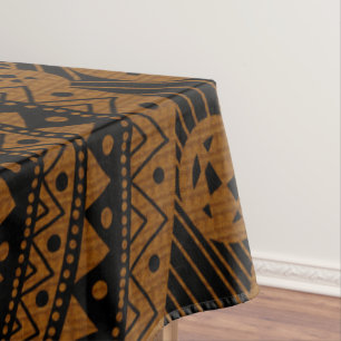 Elegant Brown Geometric Abstract Tribal Pattern    Tablecloth