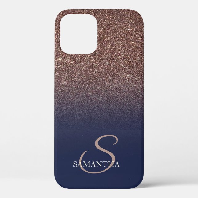 Elegant Brown Glitter Drips,Navy Blue  Case-Mate iPhone Case (Back)