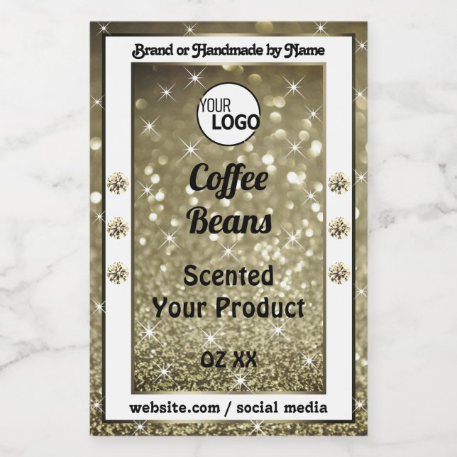 Elegant Brown Glitter Product Labels Diamonds Logo (Single Label)