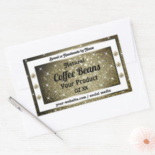 Elegant Brown Glitter Product Labels with Diamonds
