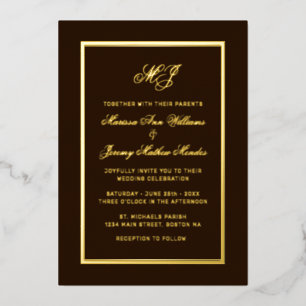 Elegant Brown Gold Calligraphy Script Wedding