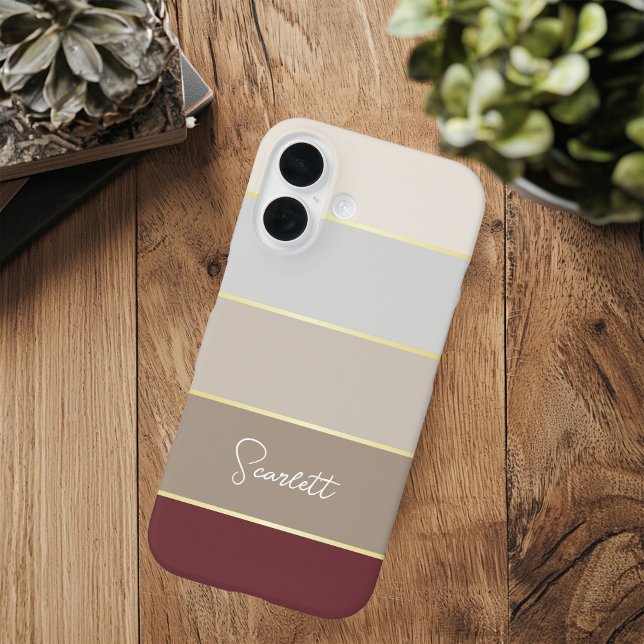 Elegant brown gold Personalized Colour Stripes Case-Mate iPhone Case (Creator Uploaded)