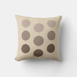 Elegant Brown Hanging Circles on Beige Throw Pillo Throw Pillow