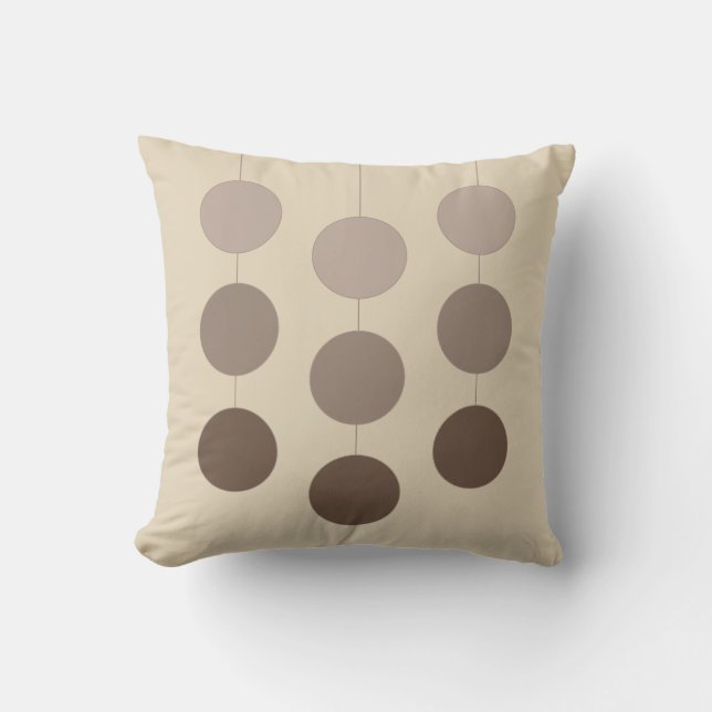 Elegant Brown Hanging Circles on Beige Throw Pillo Throw Pillow (Front)