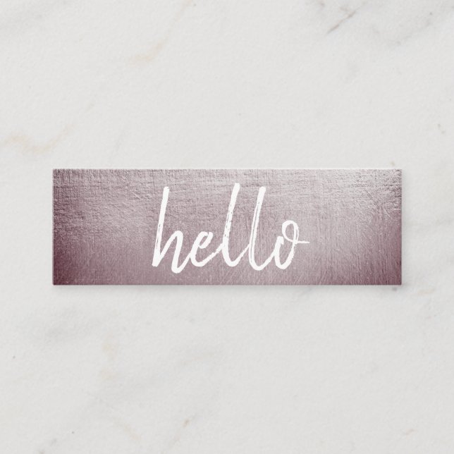 Elegant Brown Hello Planner Mini Business Card (Front)