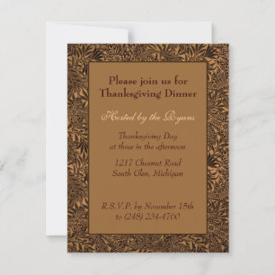 Elegant Brown Leafy Thanksgiving RSVP Card