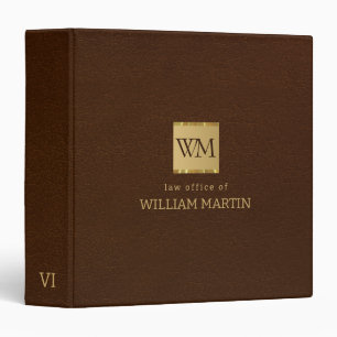 Elegant Brown Leather Law Office Binder