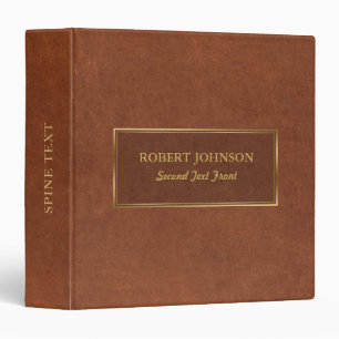 Elegant Brown Leather Print Gold Frame Binder