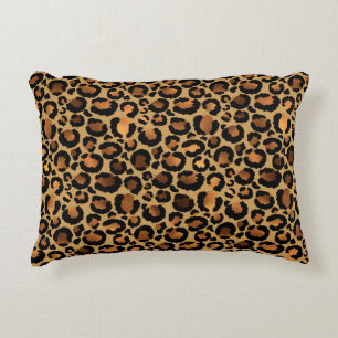 Elegant Brown Leopard Spots Wild Animal Glam Accent Pillow
