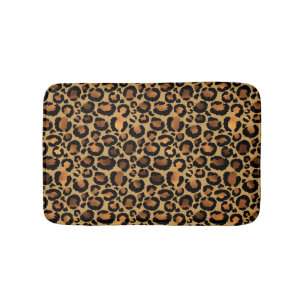 Elegant Brown Leopard Spots Wild Animal Glam Bath Mat