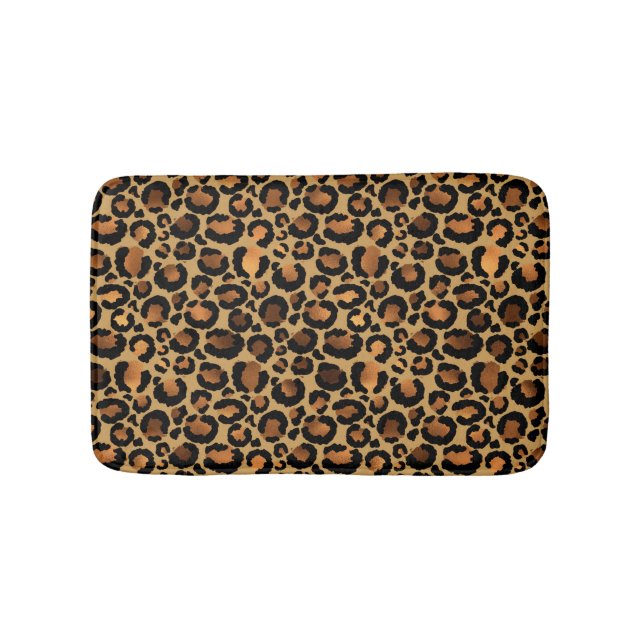 Elegant Brown Leopard Spots Wild Animal Glam Bath Mat (Front)