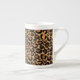 Elegant Brown Leopard Spots Wild Animal Glam Bone China Mug