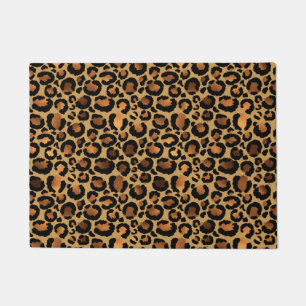 Elegant Brown Leopard Spots Wild Animal Glam Doormat