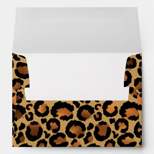 Elegant Brown Leopard Spots Wild Animal Glam Envelope (Back (Bottom))