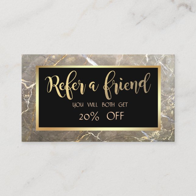 Elegant Brown Marble Stone ,Frame  Referral Card (Front)