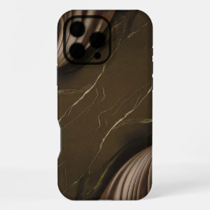 Elegant Brown Marble with Abstract Design iPhone 16 Pro Max Case