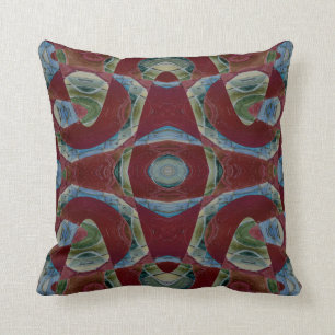 Elegant brown maroon blue abstract throw pillow