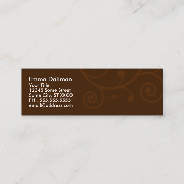 Elegant Brown Mini Business Card (Front)