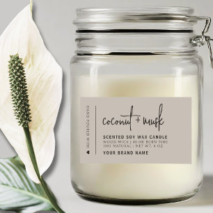 Elegant brown minimalist candle product label