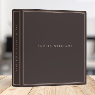 Elegant Brown Minimalist Monogram Name Binder