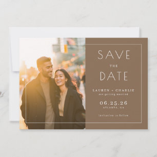Elegant Brown Minimalist Photo Save The Date