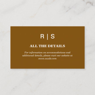 Elegant Brown Monogram Wedding Enclosure Card
