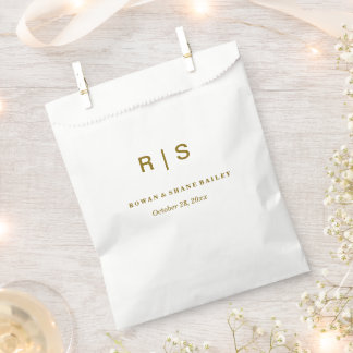 Elegant Brown Monogram Wedding Favour Bag