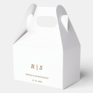 Elegant Brown Monogram Wedding Favour  Favor Box