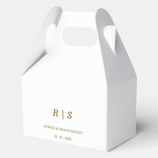 Elegant Brown Monogram Wedding Favour Favor Box